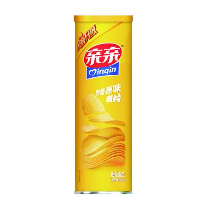 China Qinqin Instant Stackable Potato Chips Canned Crisps Puffed Snack Original Salty Flavor 100g for sale