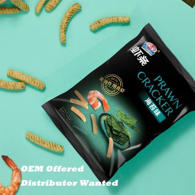 China Dried Prawn Cracker Seaweed Flavor/80g/Non-Fried/Leisure/Crispy/Puffed/Seafood Snacks for sale