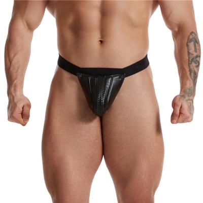 China Polyester & PU Custom Design OEM Manufacturer PU Leather Sexy Lingerie Mature Man Thongs For Gays for sale