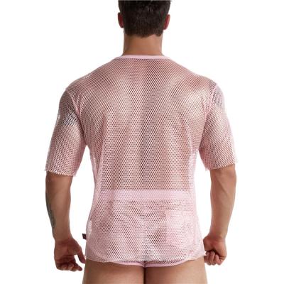 China Men's Sexy Mesh Sex Underwear Gay Boys See-through Costume Sissy Lingerie Set Pink Silk/Cotton Custom Made Men's Fashion for sale