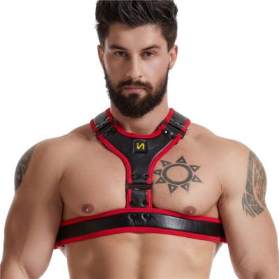 China High Quality Luxury Upper Men's Polyester & Spandex Leather Elastic Strap Single Body Harness Support Half Body Harness for sale