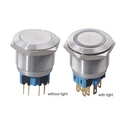 China Metal Push Button Switch with Led Glowing Ring Light Suitable for 25mm Mounting Hole LA156-GQ25-11 for sale