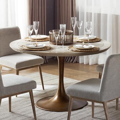 China Modern light luxury wood table top with gold metal frame dining room coffee table desk chair and table for sale