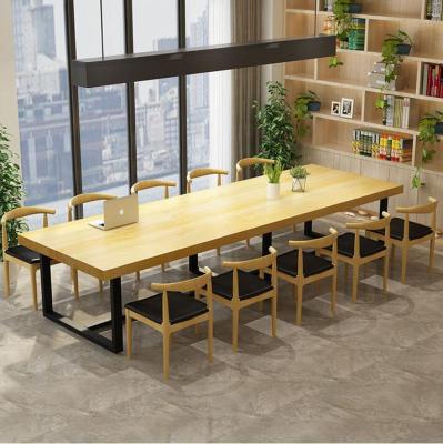 China Modern Easy Clean Solid Wood Square Dining Table Living Room Study Office Bookcase Conference Meeting Table Long Office Table for sale