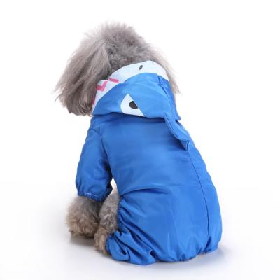 China Viable Wholesale Custom Pet Supplies New Pet Poncho Waterproof Cute Blue Shark Dog Raincoat for sale