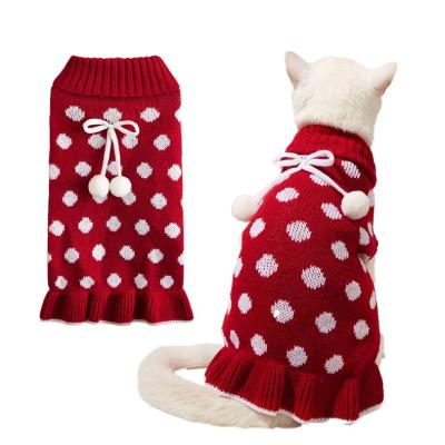 China Custom Made Wholesale Viable Cat Knitted Clothes Sweet Winter Cat Hairball Knitwear Warm Pet Sweater for sale