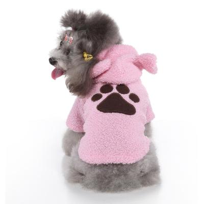 China New Viable Winter Custom Pet Apparel Dog Clothes Shear Cute Dog Paw Pattern Dog Hoodie for sale