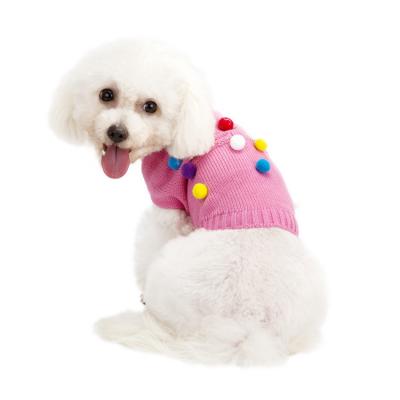 China Wholesale Dogs Winter Pet Apparel Dog Clothes Warm Cute Pompom Knitted Dog Sweater for sale