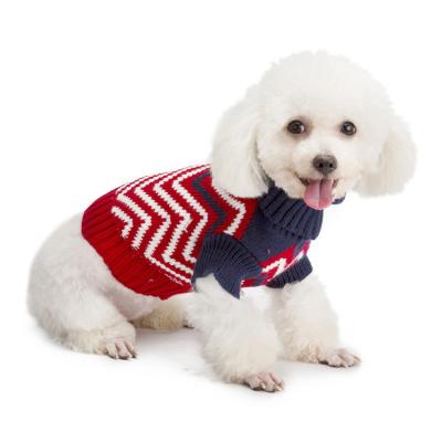 China Wholesale Dogs Winter Pet Apparel Dog Clothes Contrast Warm Wave Knitted Dog Sweater for sale