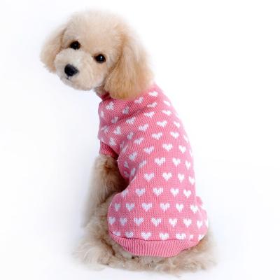 China Wholesale Dogs Winter Pet Apparel Dog Clothes Warm Cute Heart Pattern Knitted Dog Sweater for sale