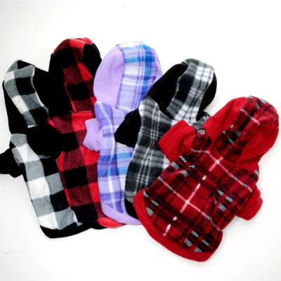 China SHUKI Custom Wholesale Winter Pet Clothing Stocked Dog Clothes Warm Fleece Plaid Dog Hoodie for sale