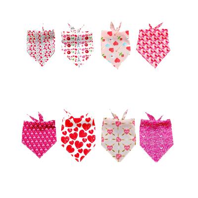 China Stocked Custom Pet Supplies Puppy Triangle Scarf Valentine's Day Heart Pattern Print Dog Bandanas for sale