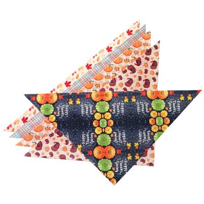 China Pet Stored Supplies Puppy Triangle Scarf Thanksgiving Pumpkin Pattern Print Dog Bandanas for sale