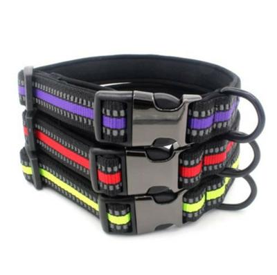 China Custom Wholesale Pet Supplies Pet Walking Lights Semi Metallic Buckle Neoprene Webbing Reflective Dog Collar for sale