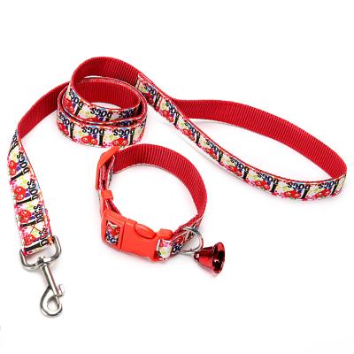 China Lights Customized Wholesale Pet Supplies Pet Leash Christmas Bell Collar And Dog Walking Leash for sale