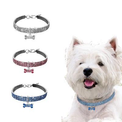 China Viable Faux Stone Pet Accessories Cat Crystal Necklace Pet Supplies Small Elastic Dog Collar for sale