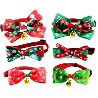 China Lights New Pet Christmas Pet Collar Dogs Snowflake Pattern Bell Bow Tie Christmas Decoration for sale