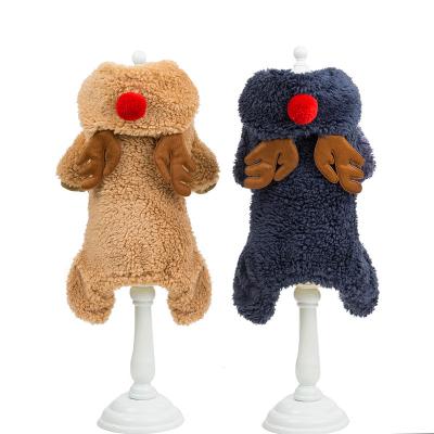 China Custom Viable New Winter Christmas Pet Apparel Puppy Clothes Dog Christmas Elk Costume Warm Dog Hoodie for sale