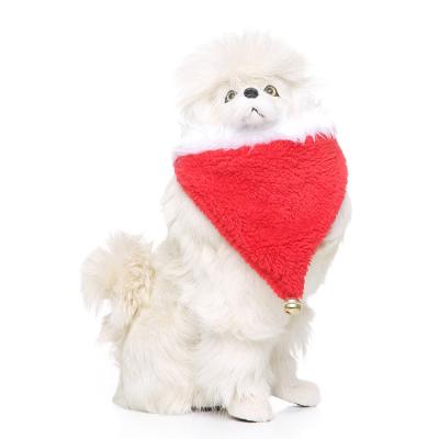 China Viable Wholesale Christmas Pet Supplies Triangular Christmas Plush Dog Scarf for sale