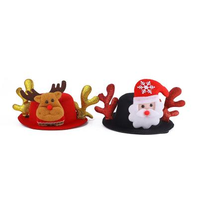 China Stocked Wholesale Dog Hat Supplies Adjustable Pet Hat Santa Claus Christmas Elk Dog Headgear for sale