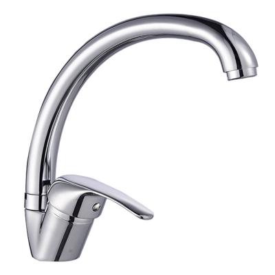 China Metered Faucets 2021 Long Goose Neck Single Handle Chrome Plated Brass Kitchen Faucet for sale