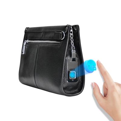 China 2022 Low MOQ Private Label Men's Genuine Vintage Clutch Bag Wallet Fingerprint Lock New Latest Handbags Fingerprint Lock For Leather Bag for sale