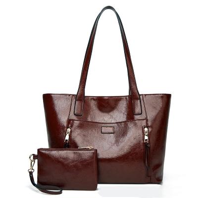 China Others 2021 Drop Shipping Tote Bag Luxury PU Leather Tote Bag Zipper Closure Shoulder Tote Handbags Set Women Top Handle Wholesale Designer for sale