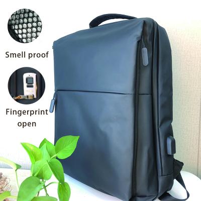 China With USB 2022 Smart Anti Theft Fingerprint Logo Smell Proof Bag Holographic Zipper Bags With Window Backpack Carbon Striped Backpack for sale