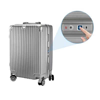 China Aluminum Luggage Suitcase TSA Fingerprint Lock Travel Suitcase Manufacture Aluminum Fingerprint Luggage for sale