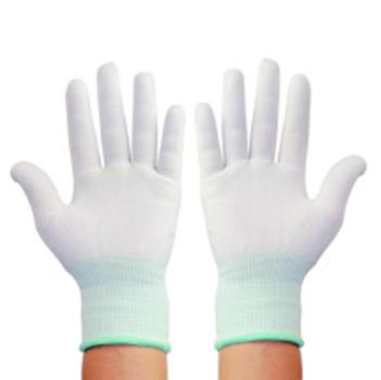 China Antistatic White Color PU Coated Palm Fitted Work Gloves PU Coated Gloves Palm Fit Gloves / ESD for sale