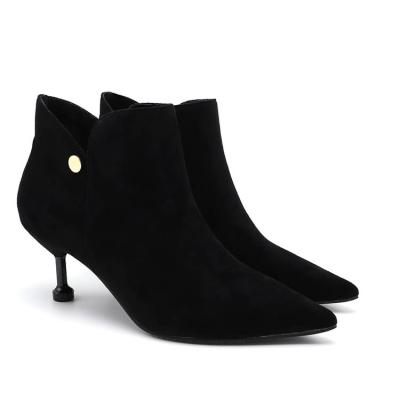 China Breathable Suede Kitten Heel Ankle Boots PU Leather Boots Ankle For Ladies for sale