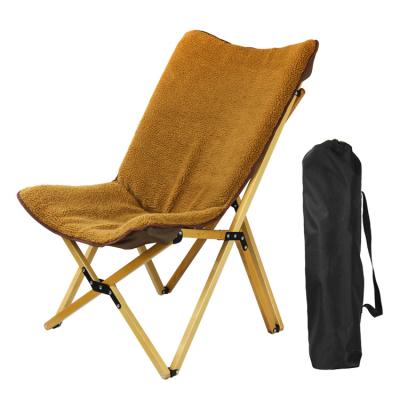 China Modern Outdoor Lightweight Folding Lawn Padded Wooden Camping Picnic Beech Wood Frame Sling Chair for sale