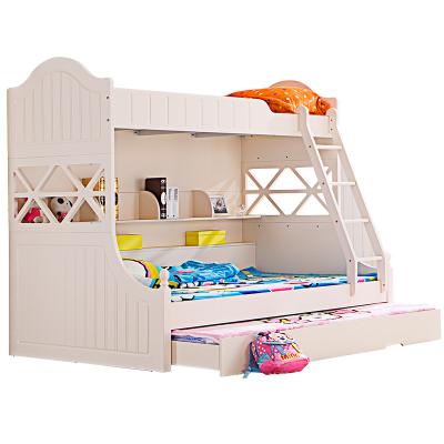 China Modern cheap sale white wooden bunk beds for kids with drawer and ladder for sale