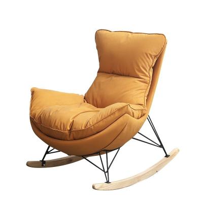 China Modular Upholstered Single Soft Fabric Canvas Sit Rocking Chair for sale