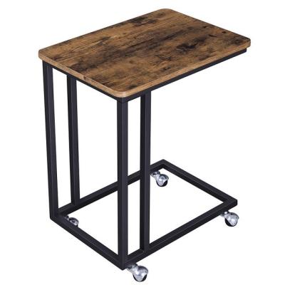 China Metal Corner Wooden Desk (Height) Adjustable Furniture Industrial Living Room Style With 4 Wheels Small Coffee Table for sale