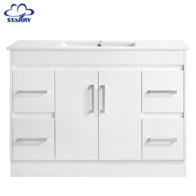 China Modern Luxury White Color Bathroom Frame Cabinet Furniture With Sink for sale