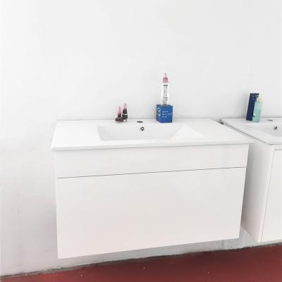 China Wholesale Modern Manufacture Bathroom Vanity PVC High Gloss White MDF Cabinet Set for sale