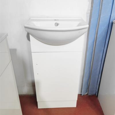 China Modern Factory Wholesale White High Gloss White Small Size Bathroom Vanity MDF Narrow Cabinet Set for sale