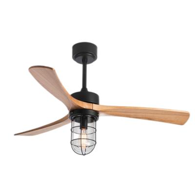 China With 52 Inch Blades Light Solid Wood Fan Remote Control Indoor Led Decorative Ceiling Fans With Lights for sale