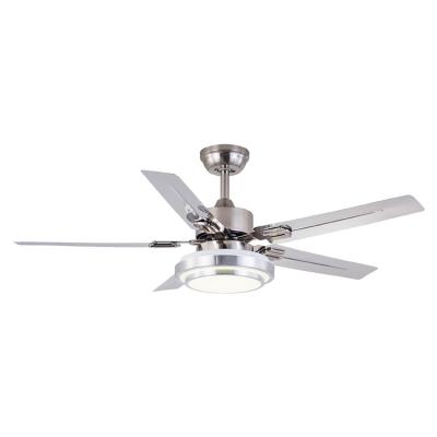 China With Light Modern Style Stainless Steel Ceiling Fan Lamp 5 Leaves Ceiling Fan And Light Remote Control for sale