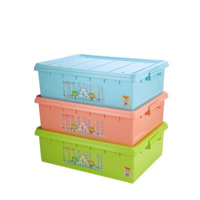 China Sustainable Cheap And Colorful Bedroom Under Bed Plastic Storage Box With Wheel for sale