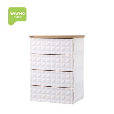 China New Sustainable Hot Selling Plastic Storage Cabinet With MDF Wood Top for sale