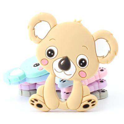 China Fashionable Donut Cloud Teddy Bear Wrist Fox Ring Mobile Phone Brush Silicon Rainbow Baby Wooden Teether Mitten for sale