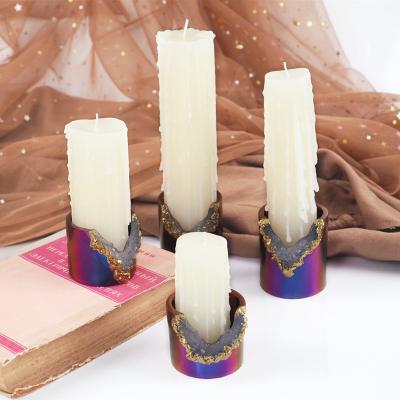 China Europe DIY Crystal Epoxy Resin Irregular Decorative four grades epoxy cylinder candle base holder silicone craft mold for sale