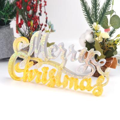 China New Arrival Merry Christmas Ornament Alphabet Silicone Resin Decorative Mold DIY Crystal Dripping Cute Epoxy Resin From Europe for sale