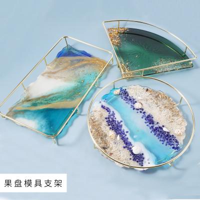 China Europe Creative Hand Making DIY Glue Mold Irregular Lace Fruit Dish Coaster Holder Metal Bracket Silicone Mold Design for sale