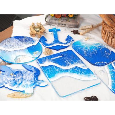 China Europe Creative Hand Making Dreamy Sea Wave Model Crystal Glue Silicone Mold Square Tray Handmade Mirror Silicone Table for sale