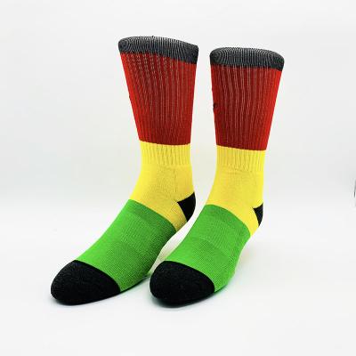 China Breathable Colorful Happy Crew Weed Running Cotton Sports Socks With Foot Cushion for sale