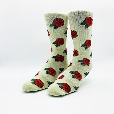 China Breathable Women Custom Design Warm Cotton Crew Sports Running Socks With Roses for sale