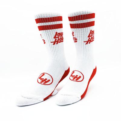 China Breathable Custom Logo Custom Design High Quality Sporty Red And White Cotton Crew Sports Hiking Running Cycling Golf Socks With Cushion for sale